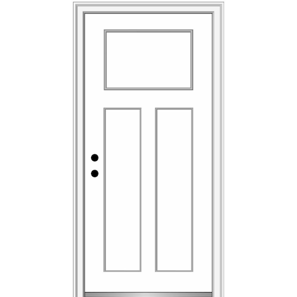 MMI Door 36 in. x 80 in. Right-Hand Inswing Craftsman 3-Panel Shaker Classic Painted Fiberglass Smooth Prehung Front Door