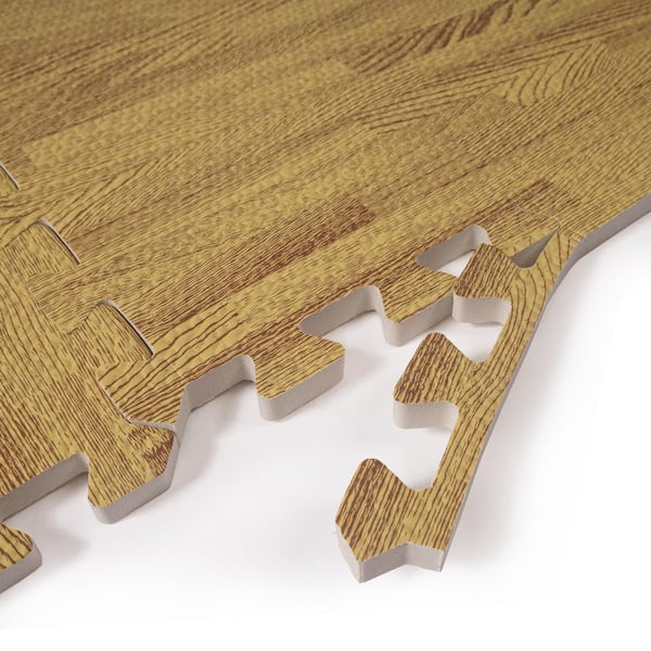 Waterproof Interlocking Reversible Wood Grain Floor Foam 10x20 Ft. Kit
