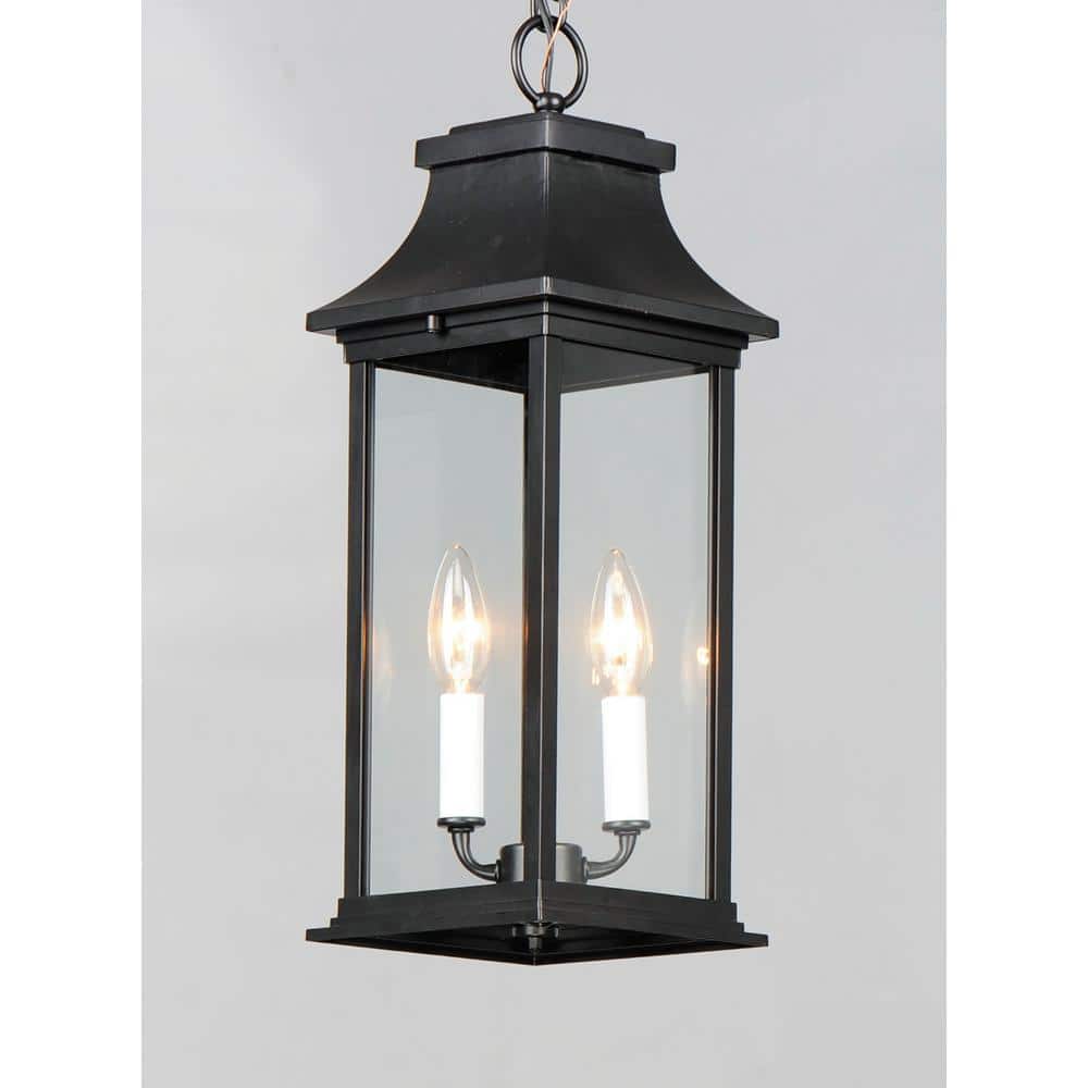 Vicksburg Classic Black Aluminum 2-Light Outdoor Hanging Lantern