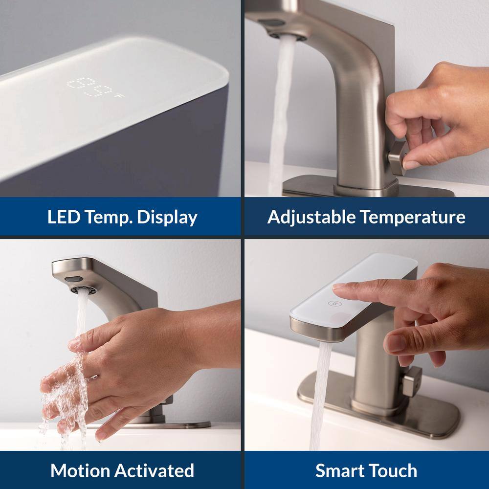 Grove Brushed Nickel Touchless Bathroom Sink Faucet with LED Display