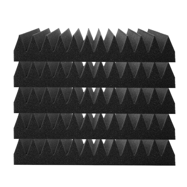 Acoustic Foam Panels, 50 Pack 12 x 12 x 2 in., High Density Soundproof Wall Panels, Fire-Resistant, Black Polyurethane