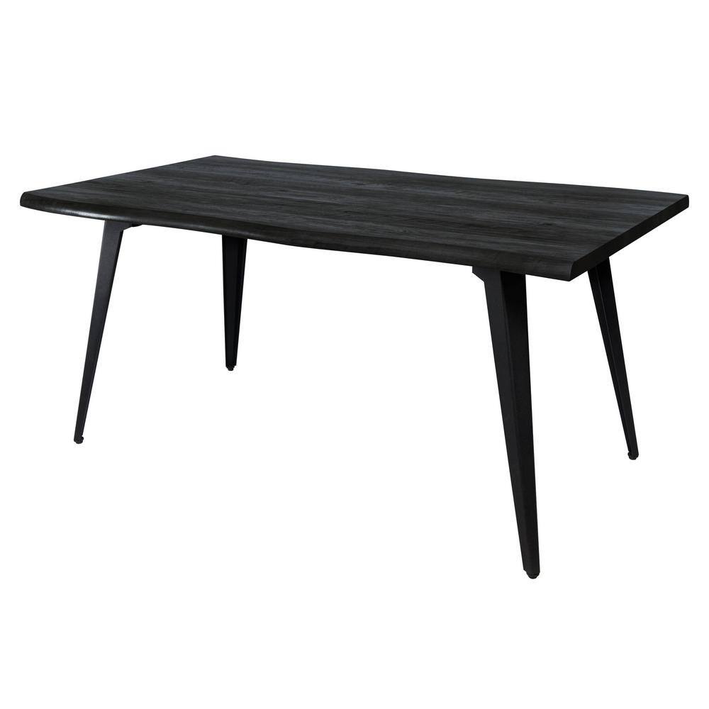 Ravenna Modern Rectangular Wood 63" Dining Table with Metal Legs in Ebony