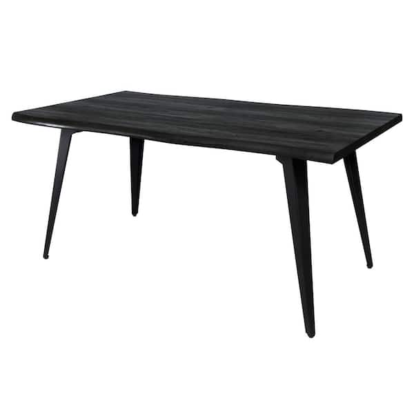 Leisuremod Ravenna Modern Rectangular Wood 63" Dining Table with Metal Legs in Ebony