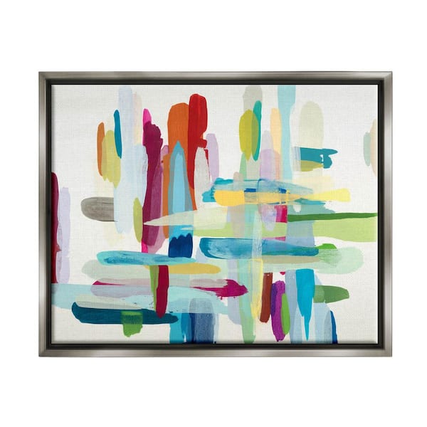 The Stupell Home Decor Collection Colorful Cross Hatch Abstraction by Randy Hibberd Floater Frame Abstract Wall Art Print 31 in. x 25 in.