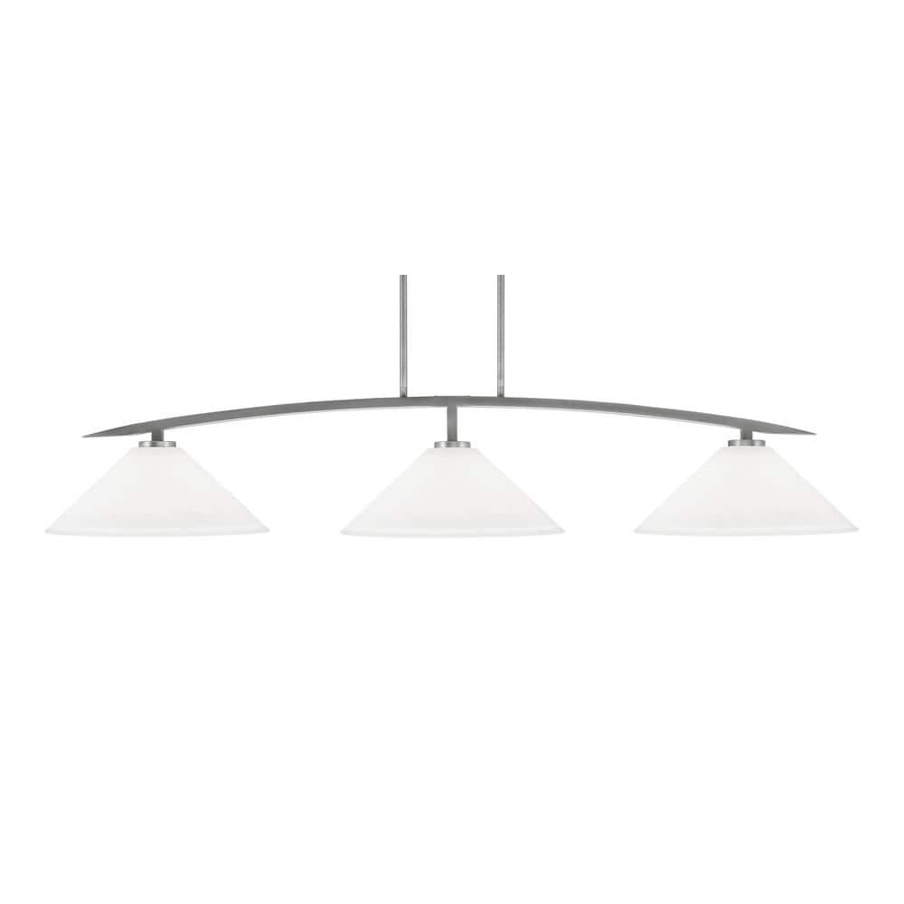 Siena 3Light Graphite BilliardLight with White Muslin Glass Shades