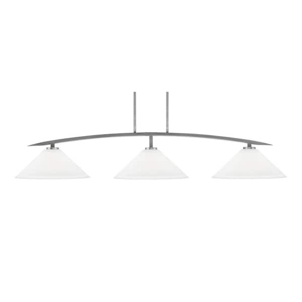 Unbranded Siena 3-Light Graphite Billiard-Light with White Muslin Glass Shades