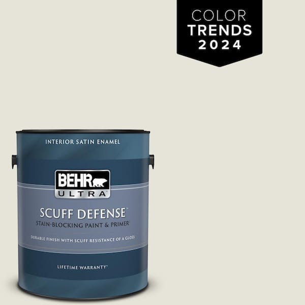 BEHR ULTRA 1 gal. Home Decorators Collection #HDC-NT-21 Weathered White Extra Durable Satin Enamel Interior Paint & Primer