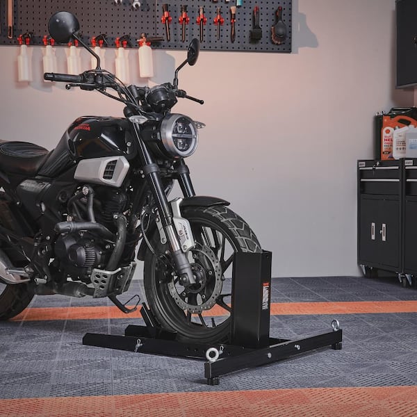 Motorcycle Wheel Chock Upright 1800 lbs. Motorcycle Wheel Stand for 15 in. to 22 in. Off-Road and Standard Motorcycles