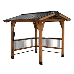 Granada 9 ft. x 10 ft. Light Brown Wooden Grill Gazebo with Outdoor Bar