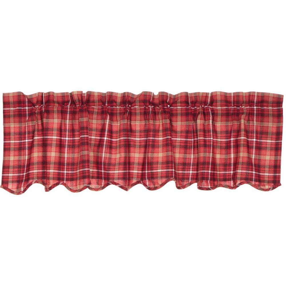 Braxton Red Plaid Scalloped Cotton Valance 16x60