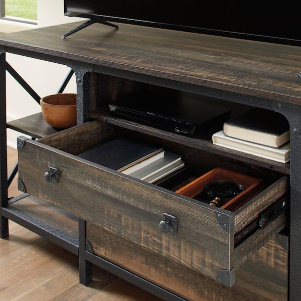 Sauder 【アメリカ老舗家具メーカー】木製マガジンラック付きキャビネット SAUDER Steel River Carbon Oak Accent Cabinet with Hanging File