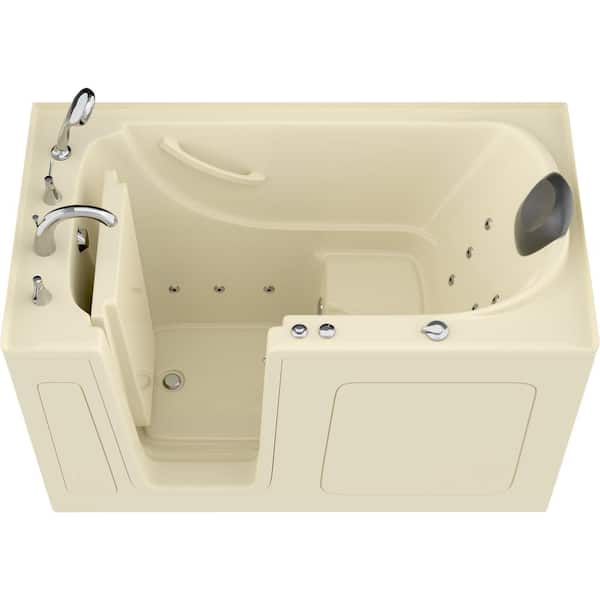 Universal Tubs Safe Premier 60 in. L x 32 in. W Left Drain Walk-in Whirlpool Bathtub in Biscuit