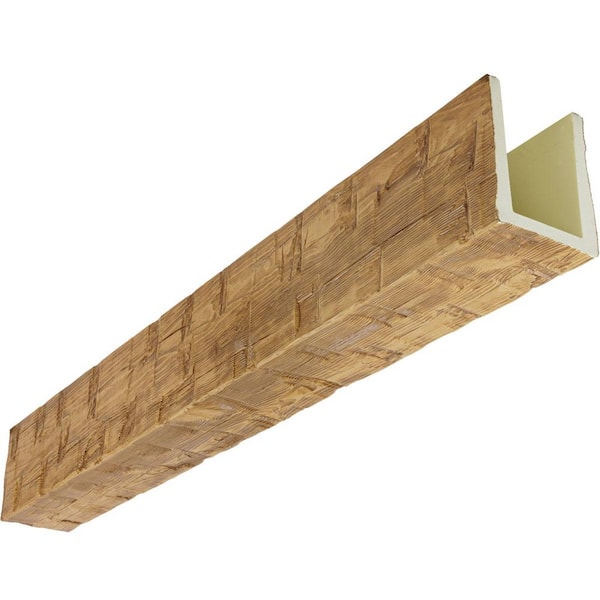 Ekena Millwork Heritage Timber 7.5 in. x 5.5 in. x 8 ft. Reclaimed Axed Cut Warm Caramel Faux Wood Beam