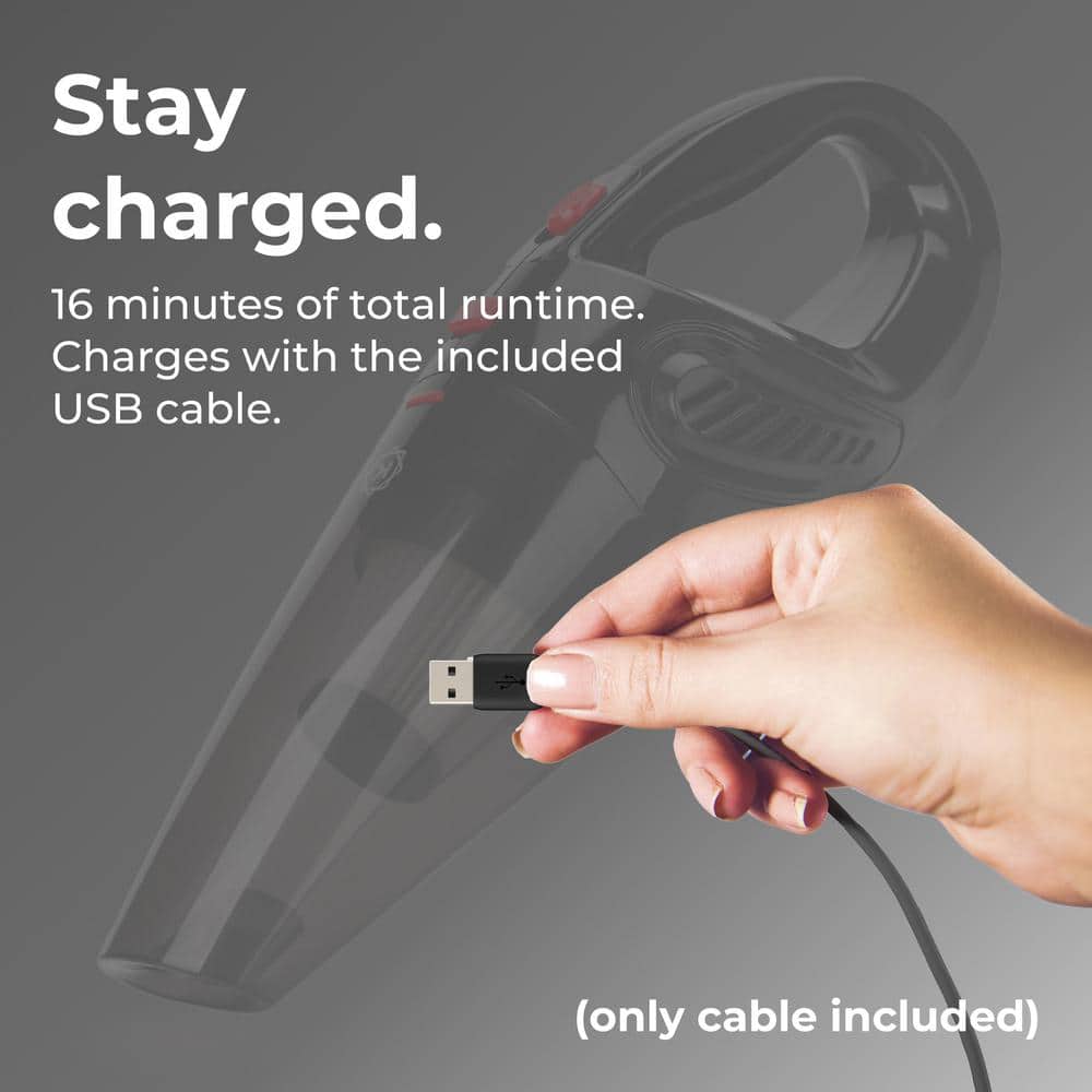 Black Cordless Handheld Vacuum with Washable HEPA Filter