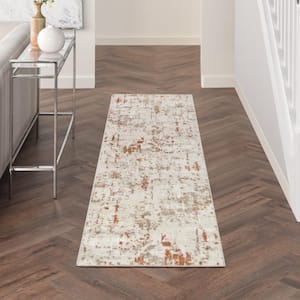 Concerto Ivory Rust 2 ft. x 8 ft. Abstract Contemporary Runner Area Rug