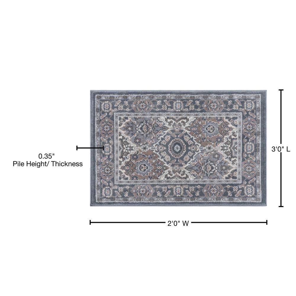 Madison 2' x 3' Gray Synthetic Oriental Rectangular Rug
