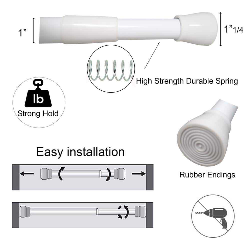Adjustable White Tension Shower Curtain Rod, 43-79 Inches