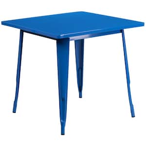 Blue Square Metal Outdoor Bistro Table