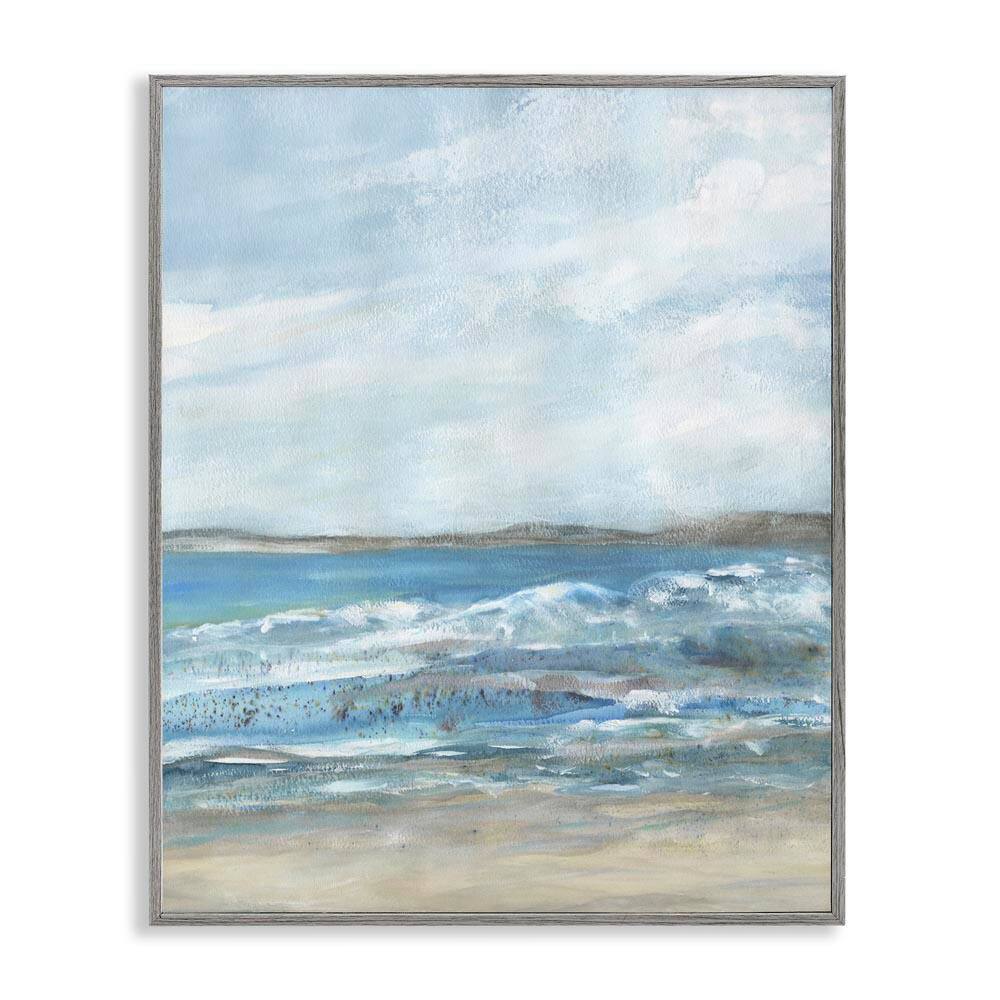 Sandy Surf Beach by Jessie Perry Gray Framed Nature Giclee Art Print 14 in. x 11 in. price history on PriceWatchPro