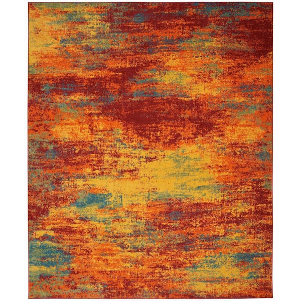 Nourison Essentials Flame 7 ft. x 10 ft. Abstract Contemporary Area Rug