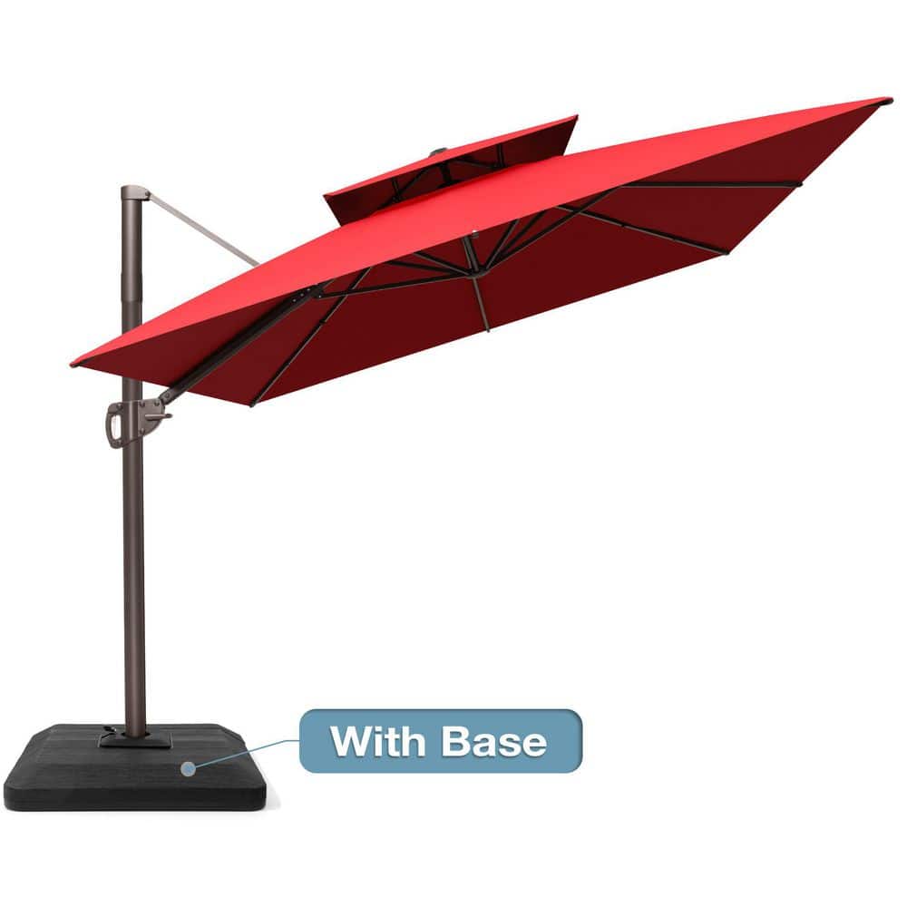 12 ft. x 9 ft. Tiltable Cantilever Patio Umbrella with 240 lbs Base 360° Rotatable Double Top Outdoor Umbrella in Red price history on PriceWatchPro
