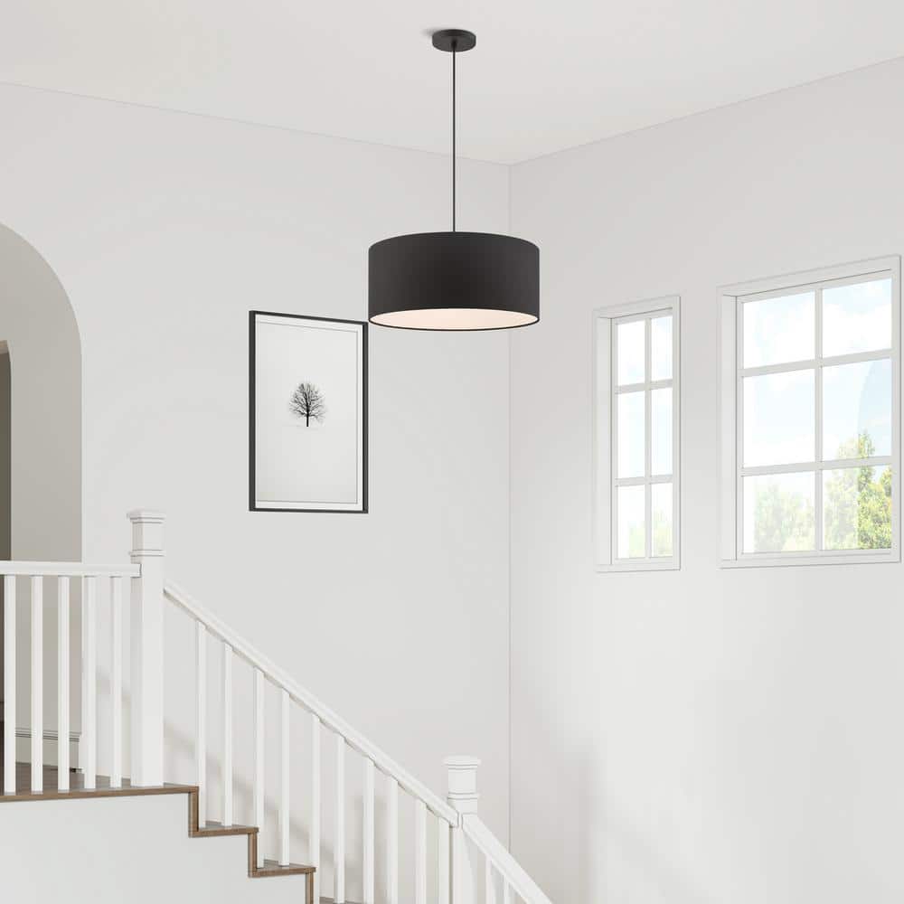 Bainbridge Matte Black Nickel 3-Light LED Drum Pendant