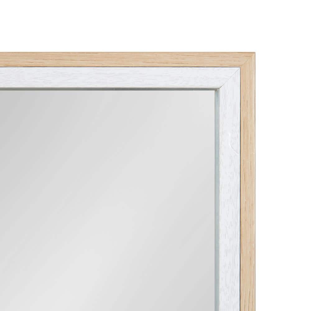 Gibson 18x24 White and Natural Wood Rectangular Wall Mirror