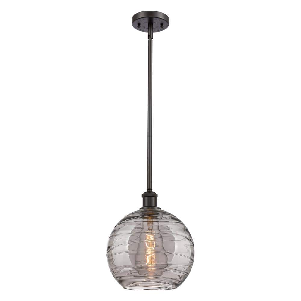 Athens Deco Swirl 100-Watt 1-Light Oil Rubbed Bronze Standard Mini Pendant Light with Painted Glass Shade price history on PriceWatchPro