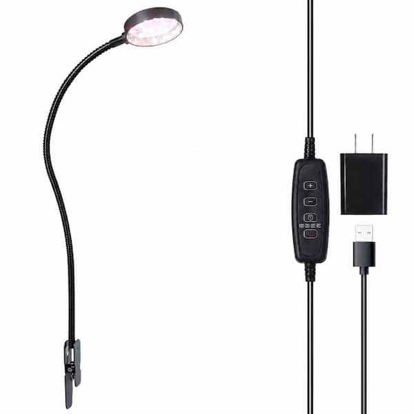 6000K Full Spectrum LED Grow Light with 12 in Gooseneck and Clip, Dimmable 4/8/12/18H Timer for Small