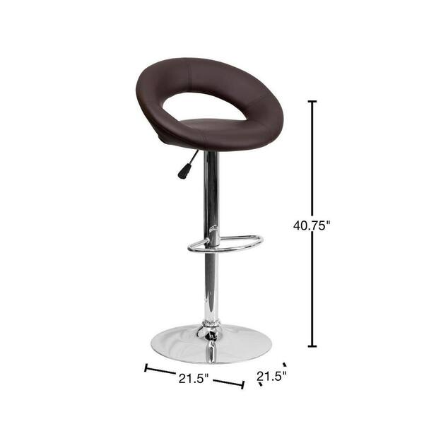 adjustable height brown cushioned bar stool