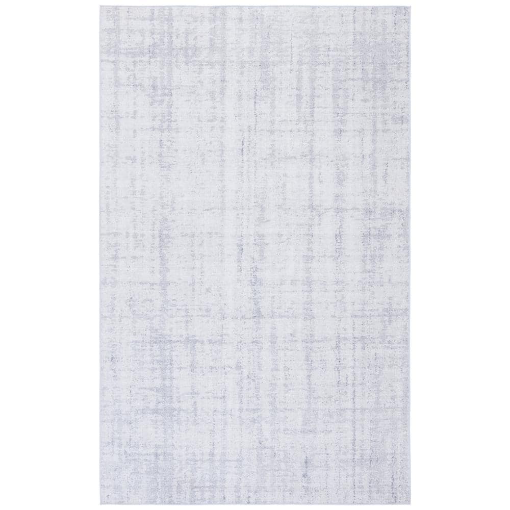 Light Grey Polyester Machine Washable Area Rug 3' x 5'