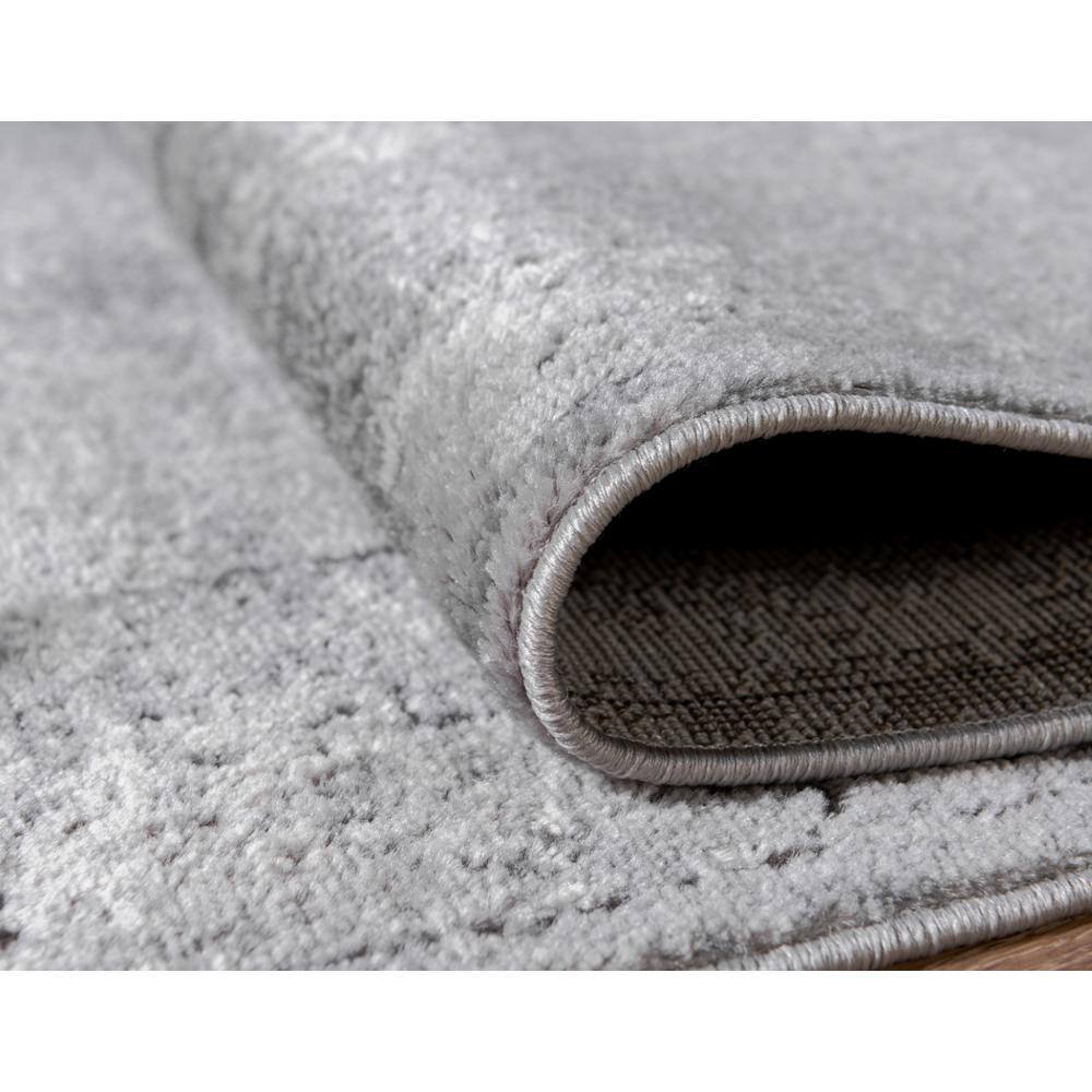 Serene Light Gray Geometric 6' Square Synthetic Area Rug