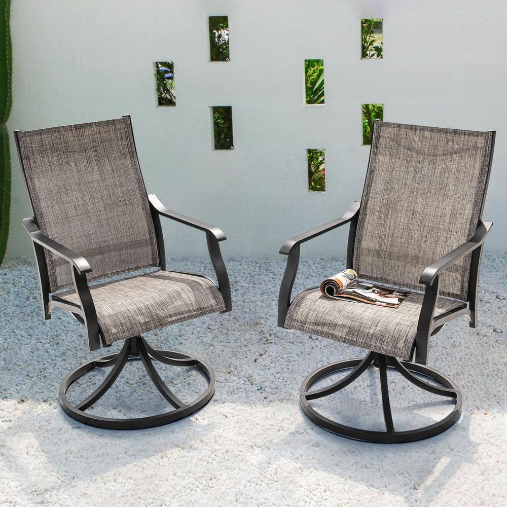 Nuu Garden Brown Textilene and Aluminum Outdoor Dining Chairs with