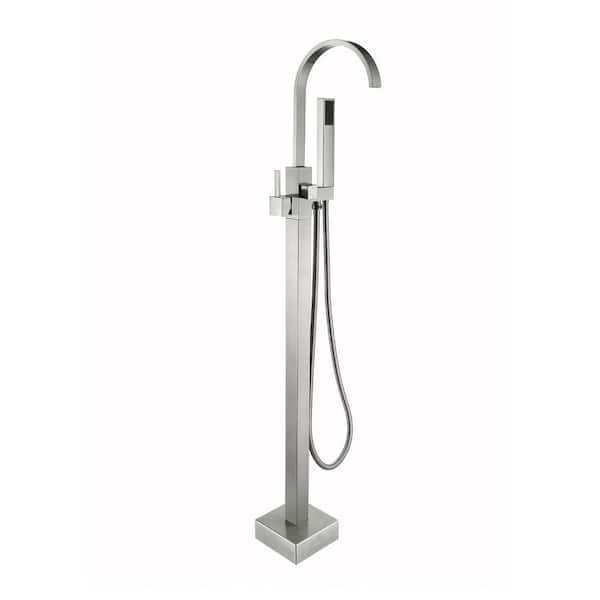 Satico Single-Handle Classical Freestanding Tub Faucet with Hand Shower in Brushed Nickel