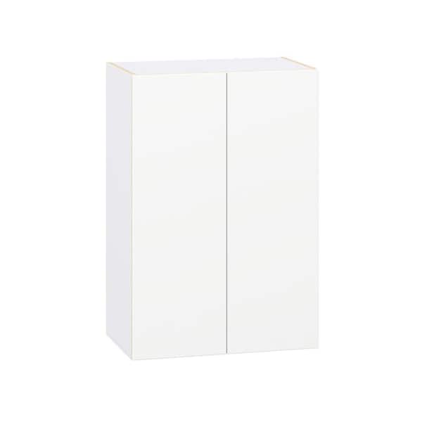 J COLLECTION Timberline 24 in. W x 14 in. D x 35 in. H Assembled Slab Wall Kitchen Cabinet in Bright White