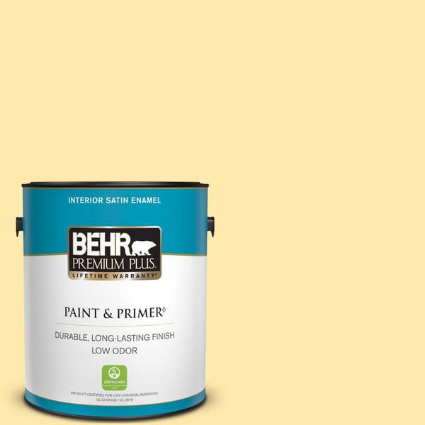 BEHR PREMIUM PLUS 1 gal. #P290-2 Sweet as Honey Satin Enamel Low Odor Interior Paint & Primer