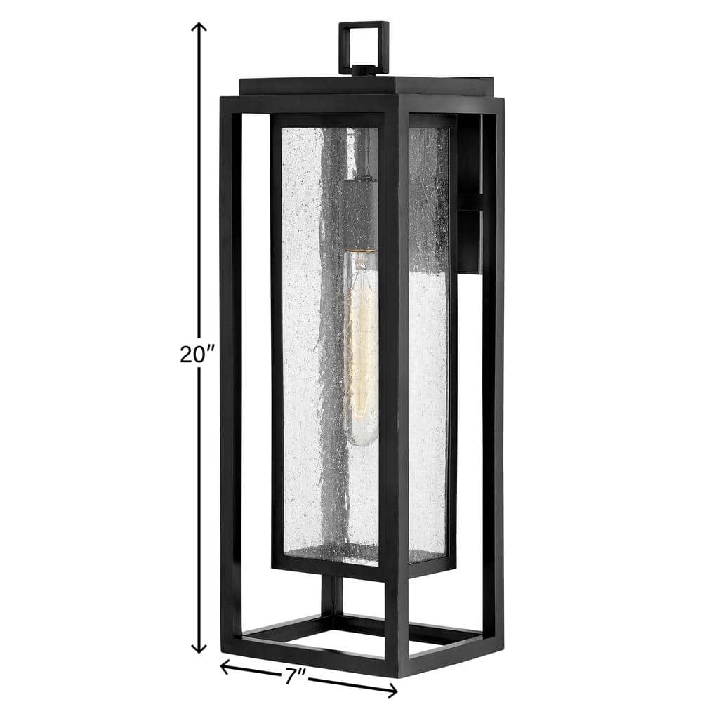 Seaside Lodge Black Outdoor Wall Lantern with Clear Seedy Glass