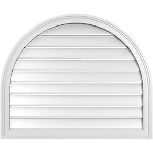 34 in. x 28 in. Round Top White PVC Paintable Gable Louver Vent Functional