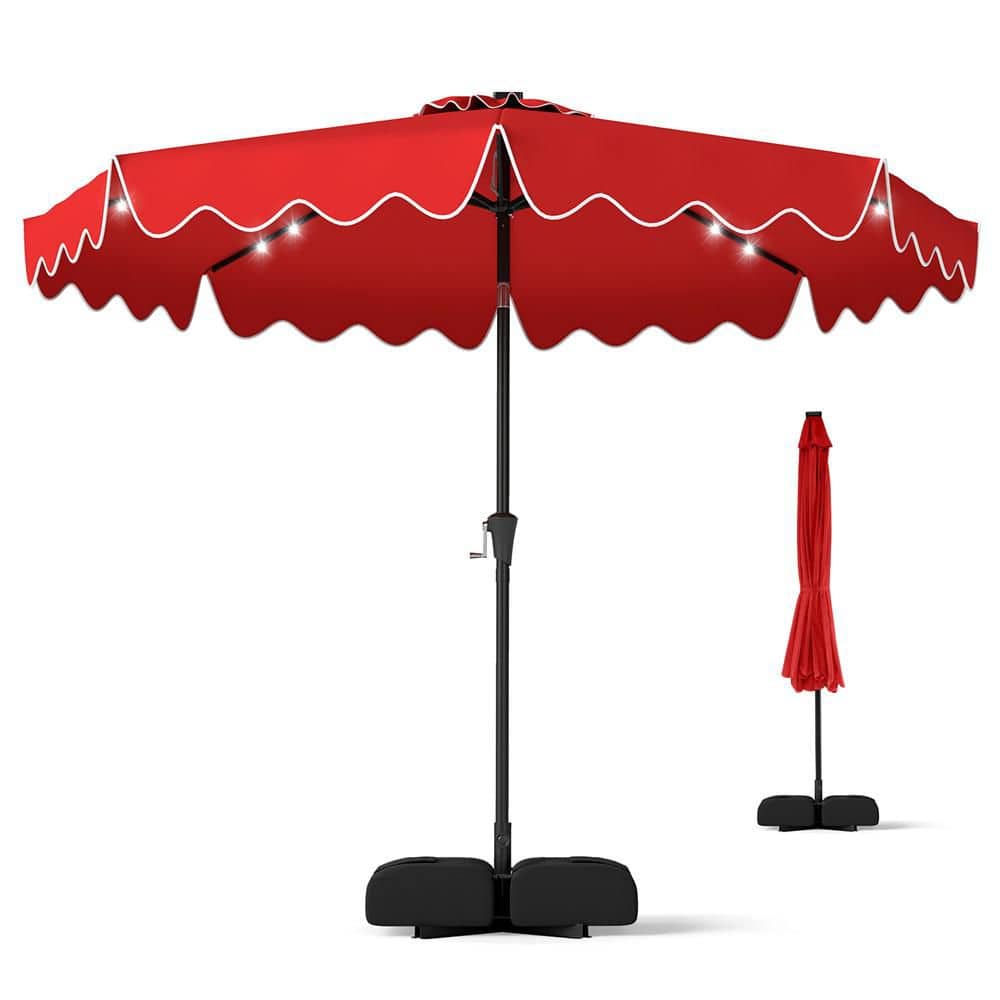 Costway 10 ft. Outdoor Patio Umbrella with 32 Solar LED Lights and