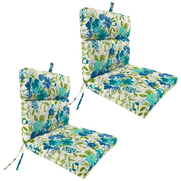 Jordan Manufacturing 44 in. L x 22 in. W x 4 in. T Rectangular Outdoor Dining Chair Cushion in Bettina Aqua (2-Pack)