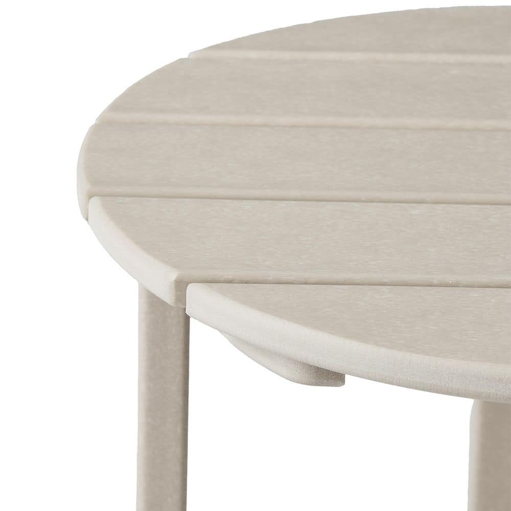 Beige 18" Round Polywood Outdoor Side Table