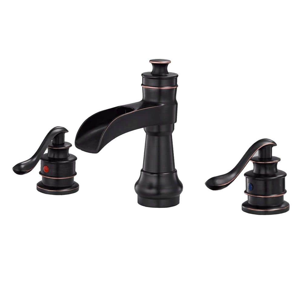 8 in. Widespread Double Handle 3 Holes Bathroom Sink Faucet in Oil Rubbed B
