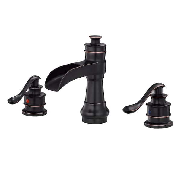 Unbranded 8 in. Widespread Double Handle 3 Holes Bathroom Sink Faucet in Oil Rubbed Bronze