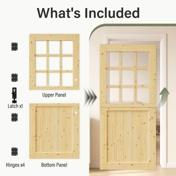 ARK DESIGN 36 in. x 80 in. Solid Pine Universal 9-Lite Clear Glass