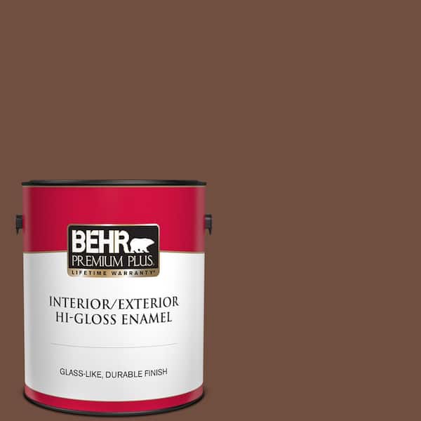 BEHR PREMIUM PLUS 1 gal. #N160-7 Brown Velvet Hi-Gloss Enamel Interior/Exterior Paint
