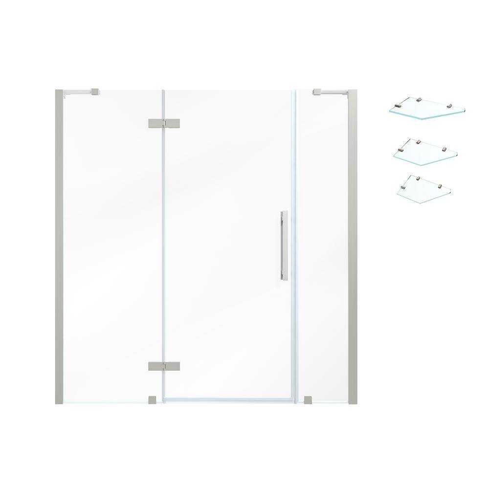 Tampa Satin Nickel Frameless Shower Kit with Clear Glass Panels