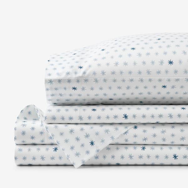The Company Store Company Kids Ditsy Star Blue Organic Cotton Percale Full Sheet Set