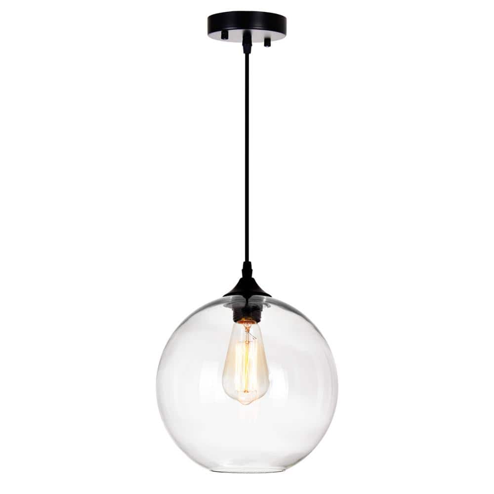 Black and Clear Glass Globe Mini Pendant Light