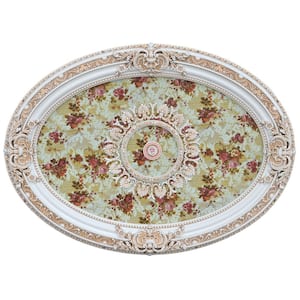 43 in. x 3 in. x 31.50 in. French Foliate Oval Chandelier Polysterene Ceiling Medallion Moulding