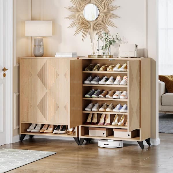 BYBLIGHT H Natural Engineered Wood Shoe Storage Cabinet - Main Image